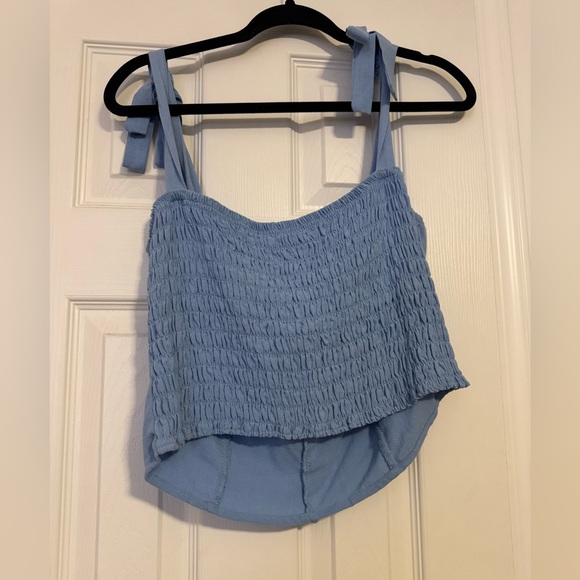 Sienna Sky Blue Button-Front Blouse - Picture 5 of 5